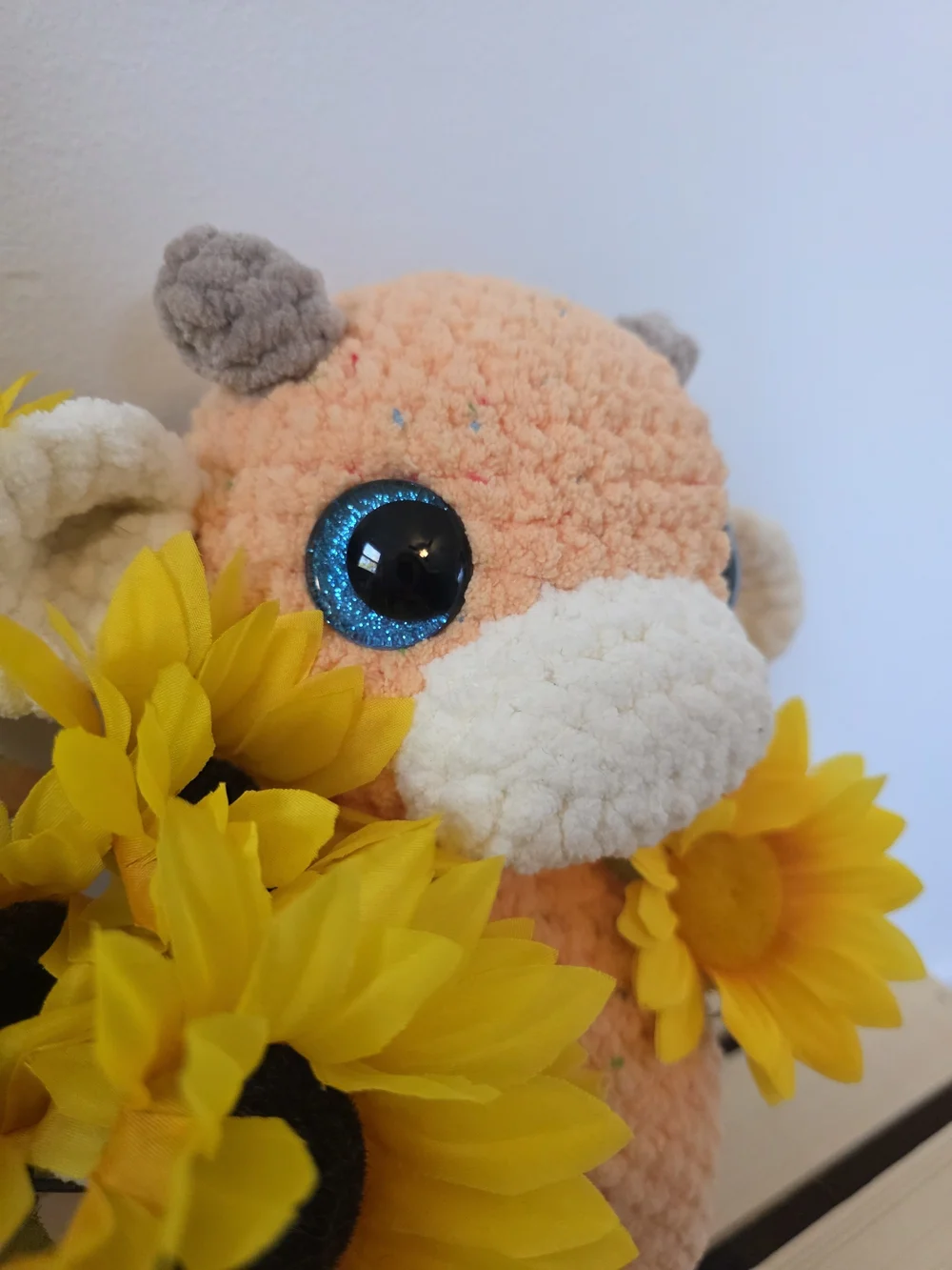 Handmade Crochet Orange Funfetti Cow Plush Toy